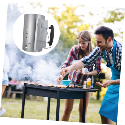 Charcoal Chimney Starter Galvanized Steel BBQ Fire Starter with Nylon Handle for Fast Ignition 2