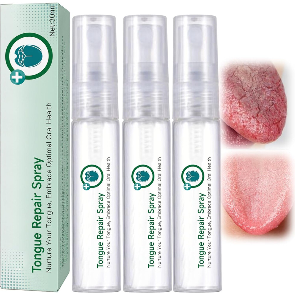 Gogerstar (3Pcs) Tongue Repair Spray, Oral Antibacterial Spray, Instant Dry Mouth Relief, Fissured Tongue-Relief Sprays, Mint Breath Freshener Sprays