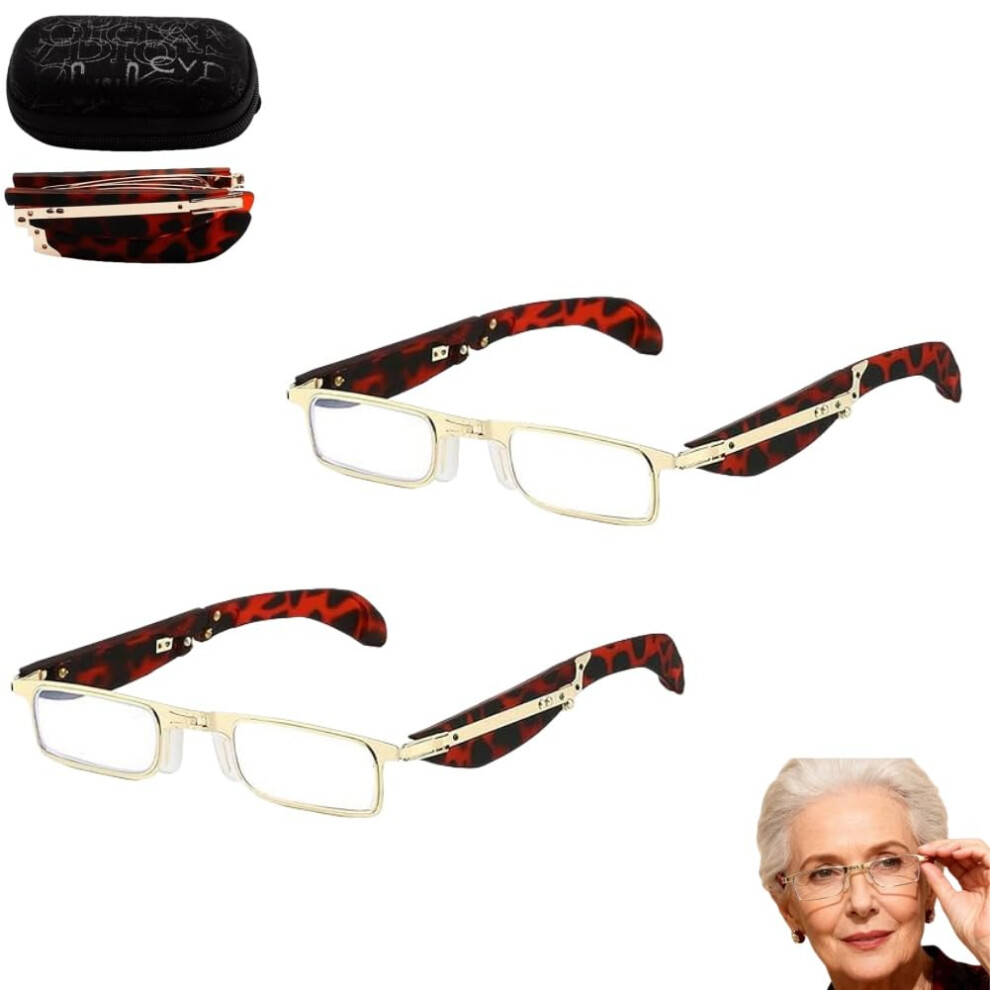 Blue/Light/Gold Foldable Blocking Reading Glasses +2.00 Bifocal With Case Uva Uvb Protection