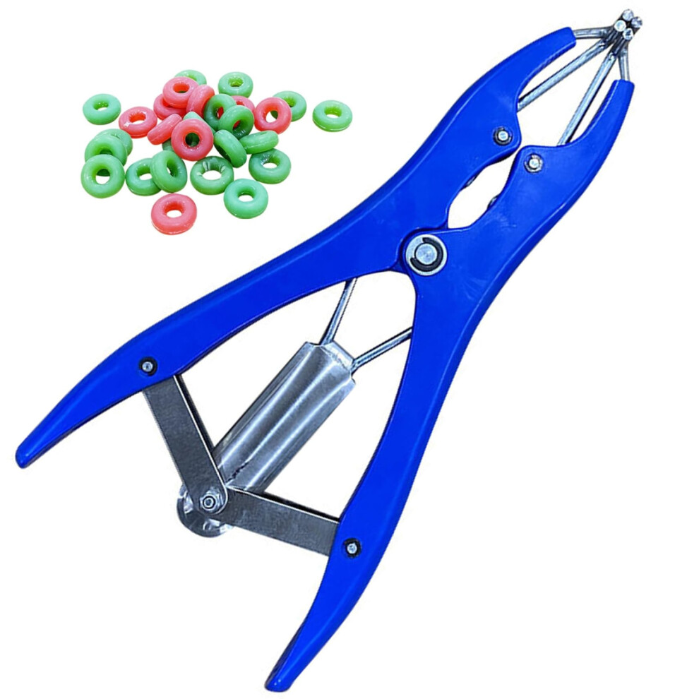 Castration Banding Pliers With 100 Rubber Rings, Stainless Steel Livestock Applicator For Sheep Goats Pigs Cattle 9455672897549