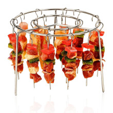 6.3 Inch Air Fryer Skewer Rack 304 Stainless Steel Round Grill for 24 Skewers Even Cooking