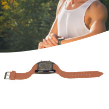 LED-Digitaluhr 42mm Metallgehäuse Schwarz Lederband 80mAh Batterie