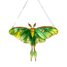 Stained Glass Window Hangings Colorful Butterfly-green moth