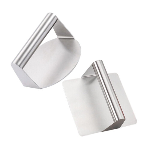 Burger Press Kit Stainless Steel Nonstick Surface for Even Thickness and Griddle Searing, 2pcs