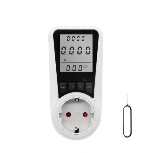 White Power Meter Socket, 16A, 3680W, 12.7x6x7.33cm