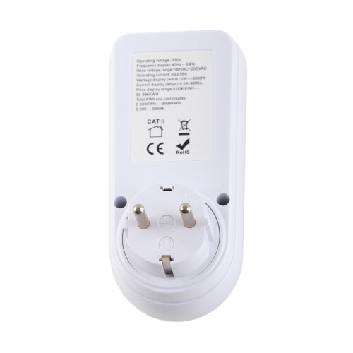 White Power Meter Socket, 16A, 3680W, 12.7x6x7.33cm 1