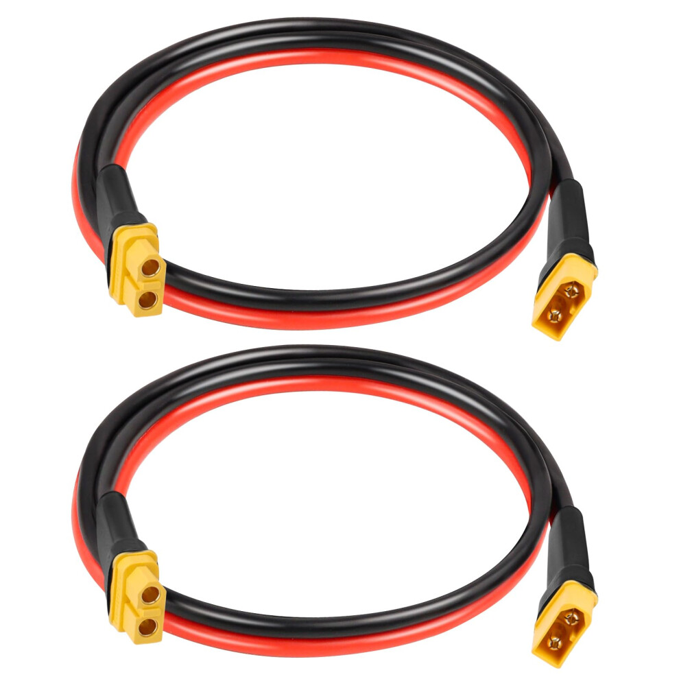 Xt60 Extension Cable 2Ft 2Pcs 10Awg Copper Wire Male To Female Connector For Rc Drone And Solar 9092120405040