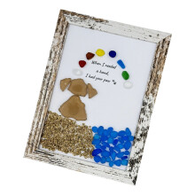 Sea Glass Art Dog Handmade Sea Glass Artwork Desktop Decors-B