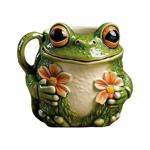 Frogs Pattern Ceramic Mug Drinking Cup Ideal For Hot Drink Or