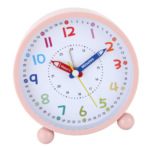 Modern Quiet Alarm Clock With Big Number Help Children-Pink