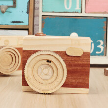 Holz-Kamera-Form Musikdose Retro-Design, 10,5x5,8x9cm