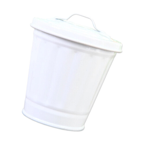 Novelty Iron Themed Dustbin For Various Room Tabletop-White