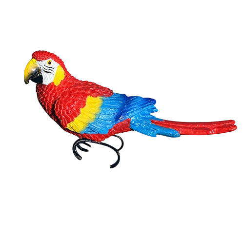 Künstlerische Ara-Vogel-Figur, realistisches Design,-Rot