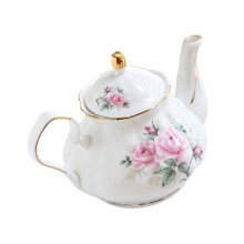 Keramische bloemenreliëf goudomrande theepot-roze thee 1,0L