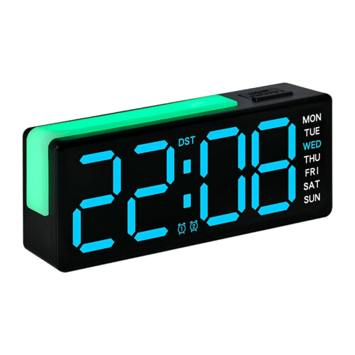 Digital Clock LED Digital Alarm Clock with Day of Week-Blue