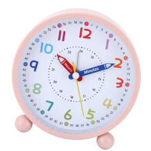 Kids Educational Colorful Analog Alarm Clock With-Pink