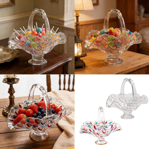 Elegant Cygnet Shape Glass Fruit Bowl With Handle For-Color 2