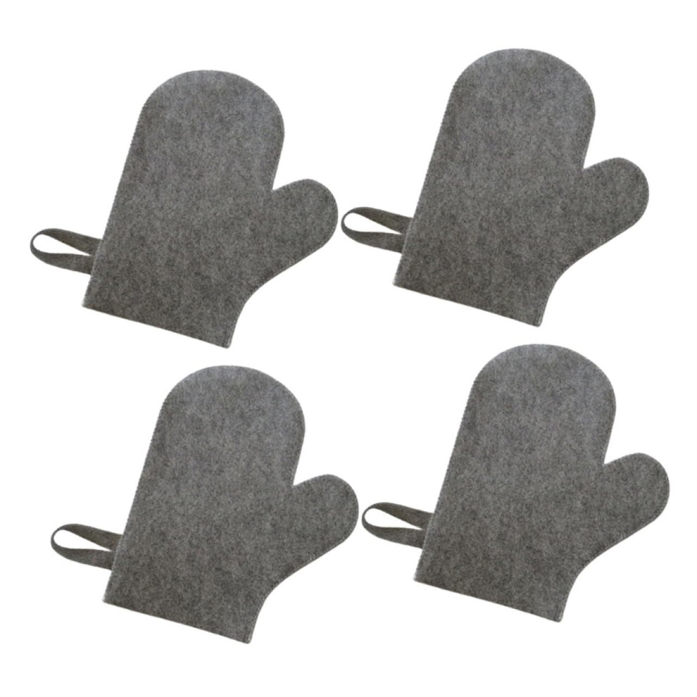 Sauna Gloves Heat Resistant with Gentle Exfoliating Bath Mitts for Spa and Shower Use, 4pcs