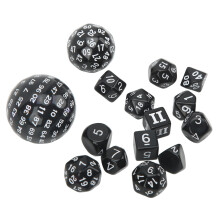 15 Stück Acryl Polyederschlüsselwürfel Set D3 bis D100 für RPG-Tischspiele Schwarz & Weiß