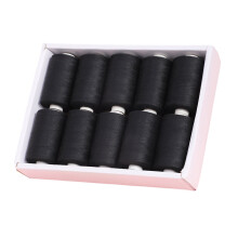 10 Tone Assorted Sturdy Polyester Sewing Thread Set for-Black