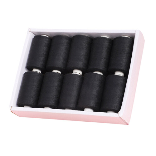 10 Tone Assorted Sturdy Polyester Sewing Thread Set for-Black