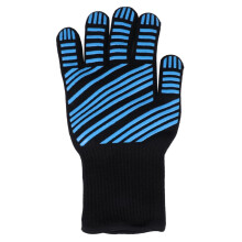 Heat Resistant BBQ Gloves NonSlip Blue Silicone Oven Mitts for Grilling Baking and Kitchen Use