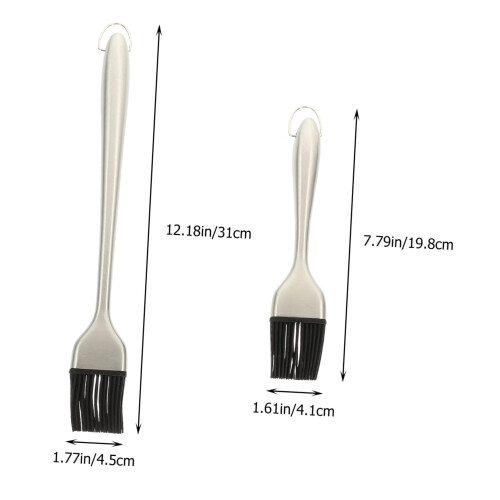 2pcs Silicone Basting Brush for BBQ and Baking with Stainless Steel Handle, MultiPurpose Cooking 1