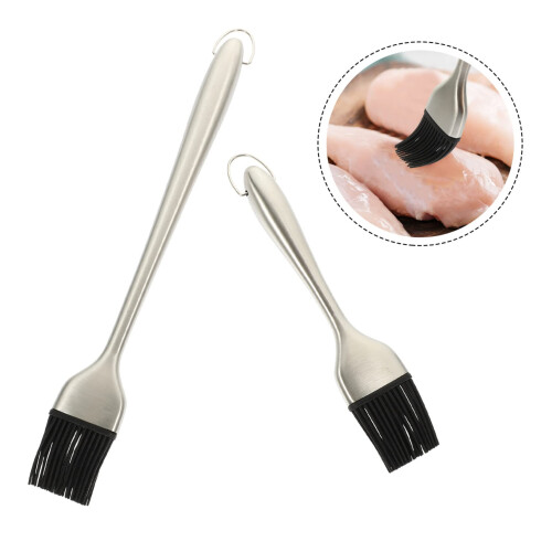 2pcs Silicone Basting Brush for BBQ and Baking with Stainless Steel Handle, MultiPurpose Cooking 2