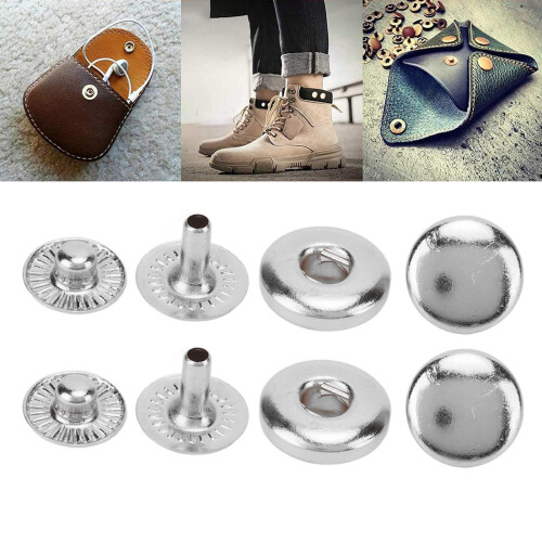 200 Pack 8mm Copper Snap Fasteners Kit for Leather & Clothes Silver 2