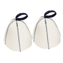 Sauna Hat Pack of 2 Beige Felt Heat Resistant Breathable Fabric for Steam Room and Bath