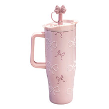 Elegant Stainless Steel Water Bottle Vacuum Flask-pink bow