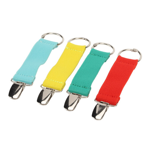 4 Stück Elastische Hutclips-Set – 4 Farben, 14 cm Edelstahl & Polyester 1