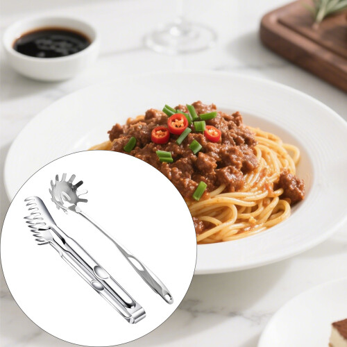 Elegant S Shaped Spaghetti Spoon And Strainer Stainless Steels 1