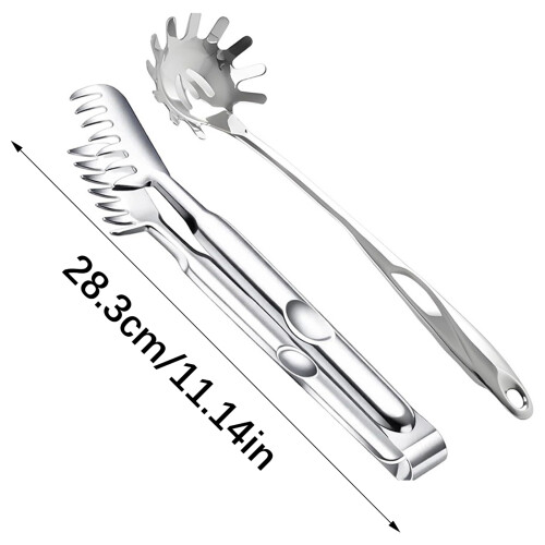 Elegant S Shaped Spaghetti Spoon And Strainer Stainless Steels 2