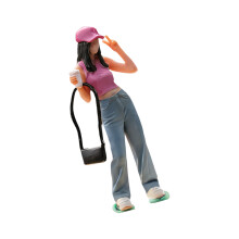 Figurine de fille de thé au lait, modèle diorama, accessoires,