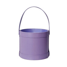 Elegant Pink Leather Flower Gift Box With Handles Floral-Purple