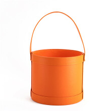 Modische Geschenkverpackungsbox aus Leder in runder Form-Orange