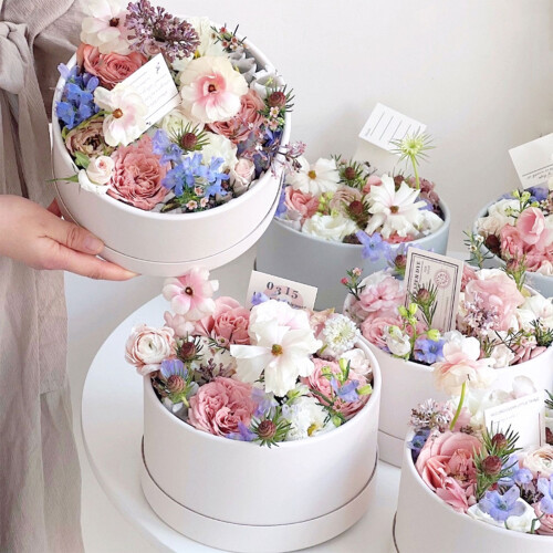 Robuste, runde Blumen-Geschenkverpackung, ideal für-Schwarz 2