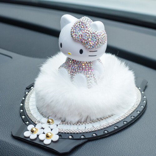 White Rhinestone Car Dashboard Perfume Ornament, Plastic Interior Decoration 2