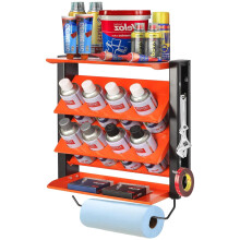 Spray Can Holder Wall Mounted Storage Rack, 8Can Organizer with Shelves for Garage, Orange