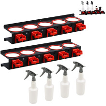 2 Pack Wall Mounted Spray Bottle Holder Organizer for Salon, Auto Detailing and Cleaning Storage