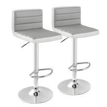 Cadeiras de bar - HELLOSHOP26 - Conjunto de 2 - Giratórias 360 - Ajustáveis 64-84 cm - Couro PU branco