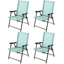 Sedie da giardino - HELLOSHOP26 - Pieghevoli - Set di 4 - Tessuto traspirante - Resistenti 150kg