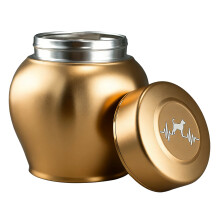 Pet Memorial Stainless Steel Ashes Urn Pet Loss-gold Dog EKG