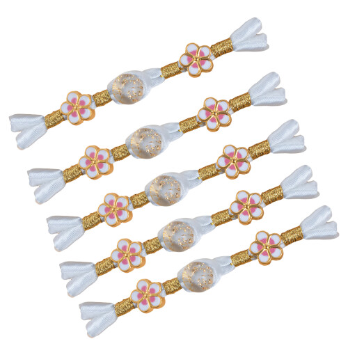 5Pcs Traditional Chinese Knot Button Closure Decorative-White