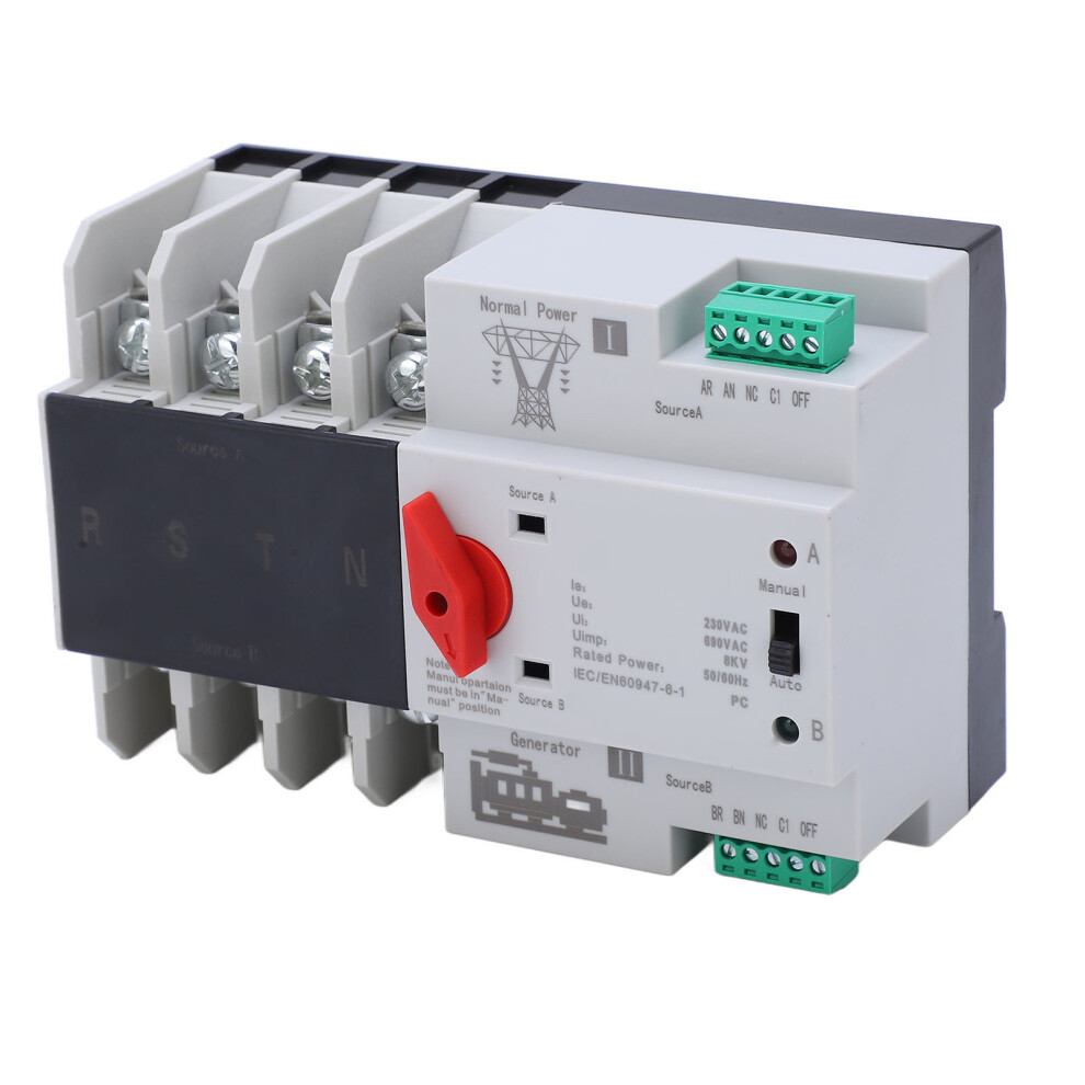 4P Dual Power Automatic Transfer Switch 63A Ac230v Toggle Controller 9351390135874