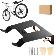 Bicycle Wall Mount Heavy Duty Bike Wall Rack with Wooden Hooks, Space Saving Storage for Garage