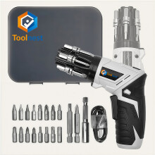 ToolNest Cordless Electric Screwdriver 6 in 1 with Rotating Bit Storage 180 Adjustable Handle LED Light USB C Charging 19 Piece Home DIY Kit