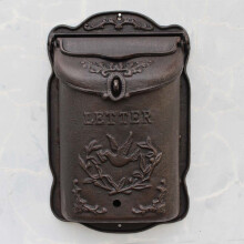 Vintage Cast Iron Mailbox with European Design, Small Decorative Garden Letter Box for Outdoors