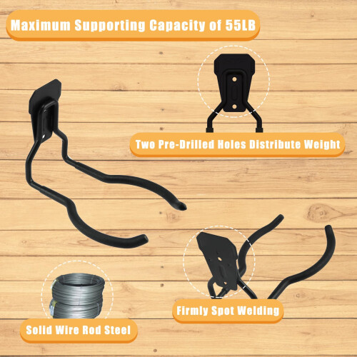 String Trimmer Hanger with Garage Tool Hooks, Heavy Duty Wall Mounted Weedeater Rack 3 Pack 2
